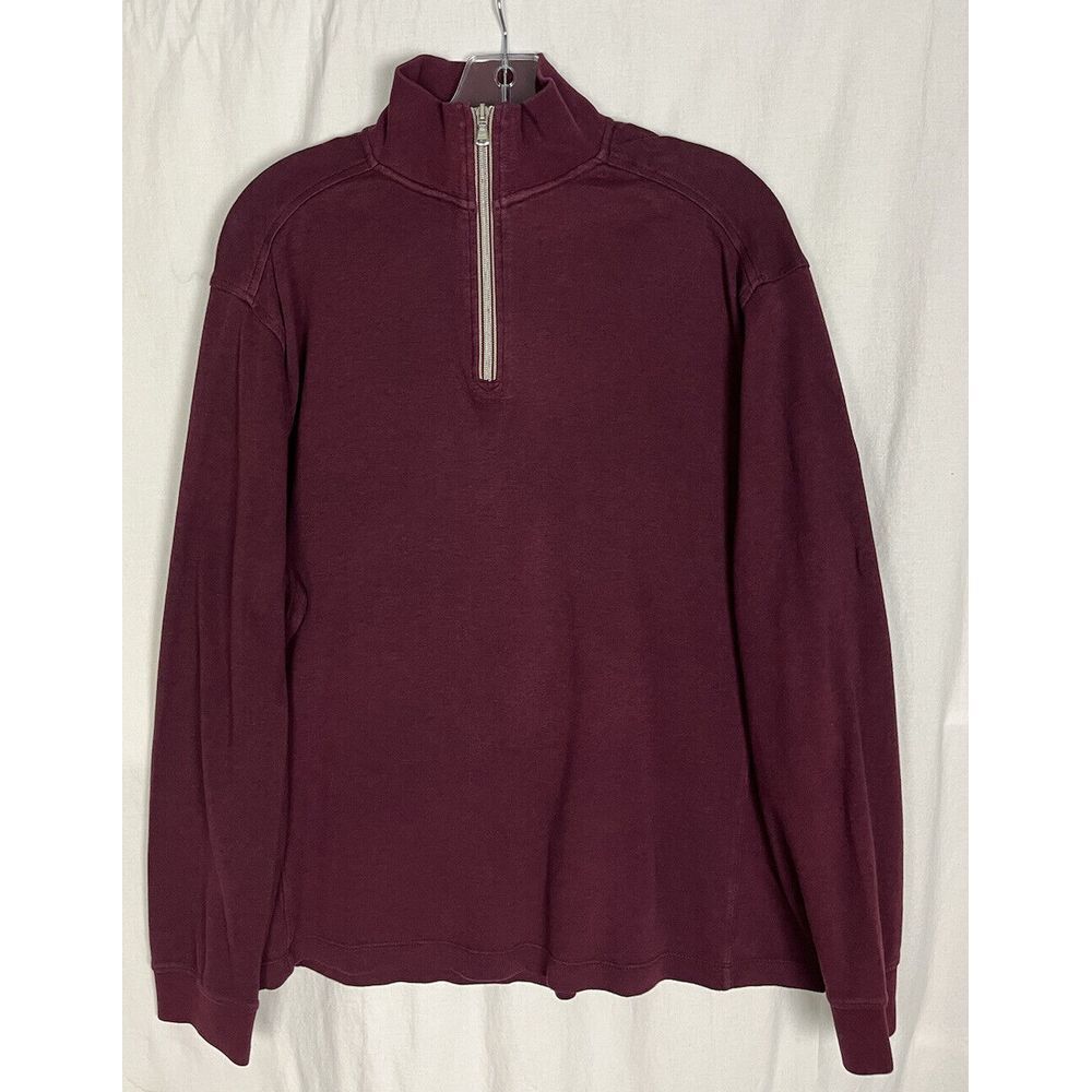 Black Brown 1826 Sweater Men XL/TG Wine 1/4 Zip Cotton Mock Neck Pullover